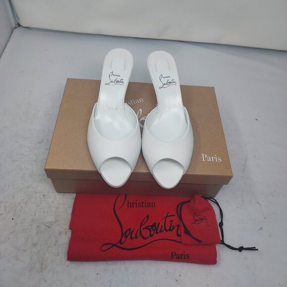 CHRISTIAN LOUBOUTIN Me Dolly Leather White Mule Sandal - Picture 6 of 10